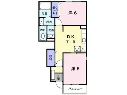 レジデンス・丸栖III(2DK/1階)の間取り写真