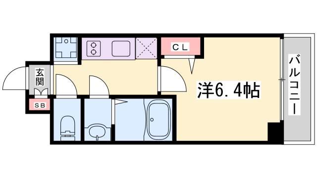 プレサンス神戸キュリオ(1K/14階)の間取り写真