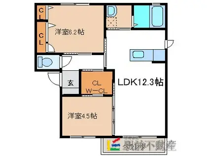 ステラコート  A棟(2LDK/1階)の間取り写真