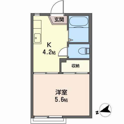 ハイツ西新井(1K/2階)の間取り写真