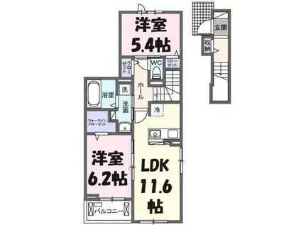 リード・アロッジオⅡ(2LDK/2階)の間取り写真