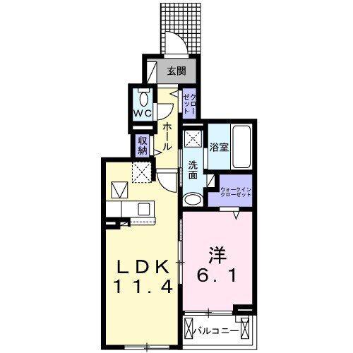 アヴニール(1LDK/1階)の間取り写真