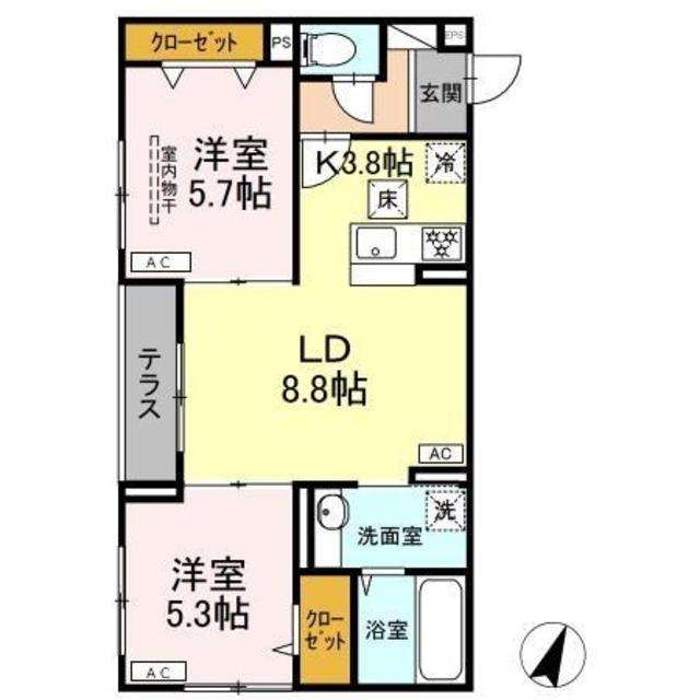 プランドール鷺宮(2LDK/1階)の間取り写真