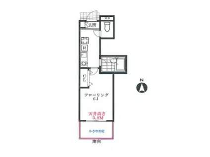 J-フラット(1K/1階)の間取り写真