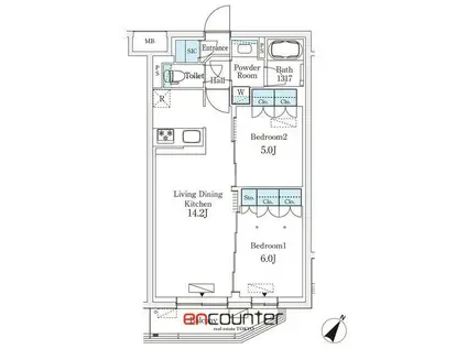 参宮橋ビューアパートメント(2LDK/1階)の間取り写真