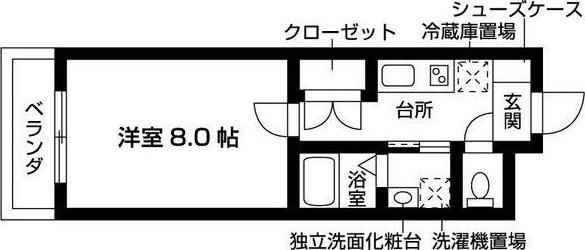 グランテラス八事広路町(1K/1階)の間取り写真