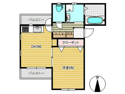 VESTIGE城南(1DK/2階)の間取り写真