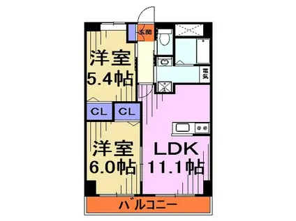 シャトーリアン(2LDK/3階)の間取り写真