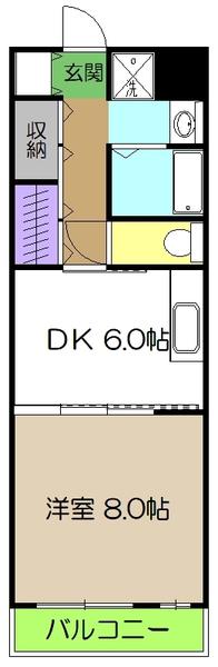 オブジェ朝倉(1DK/3階)の間取り写真