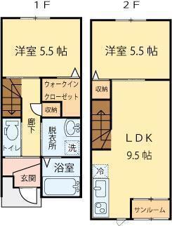 ステラトキ(2LDK/1階)の間取り写真