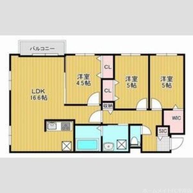 THE RESIDENCE 南平岸(3LDK/2階)の間取り写真