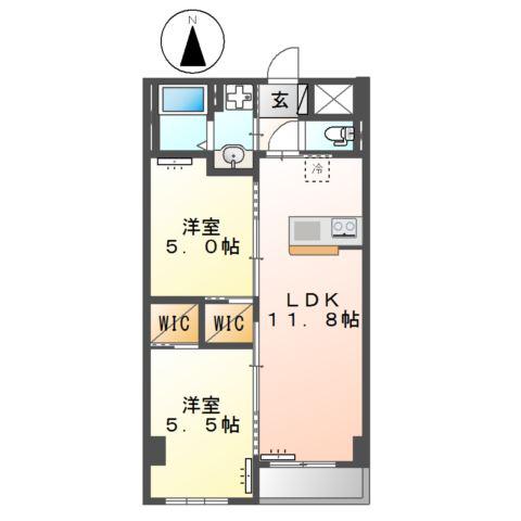 キーファ(2LDK/4階)の間取り写真