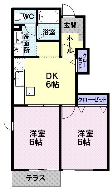 メゾンパラディ(2DK/1階)の間取り写真