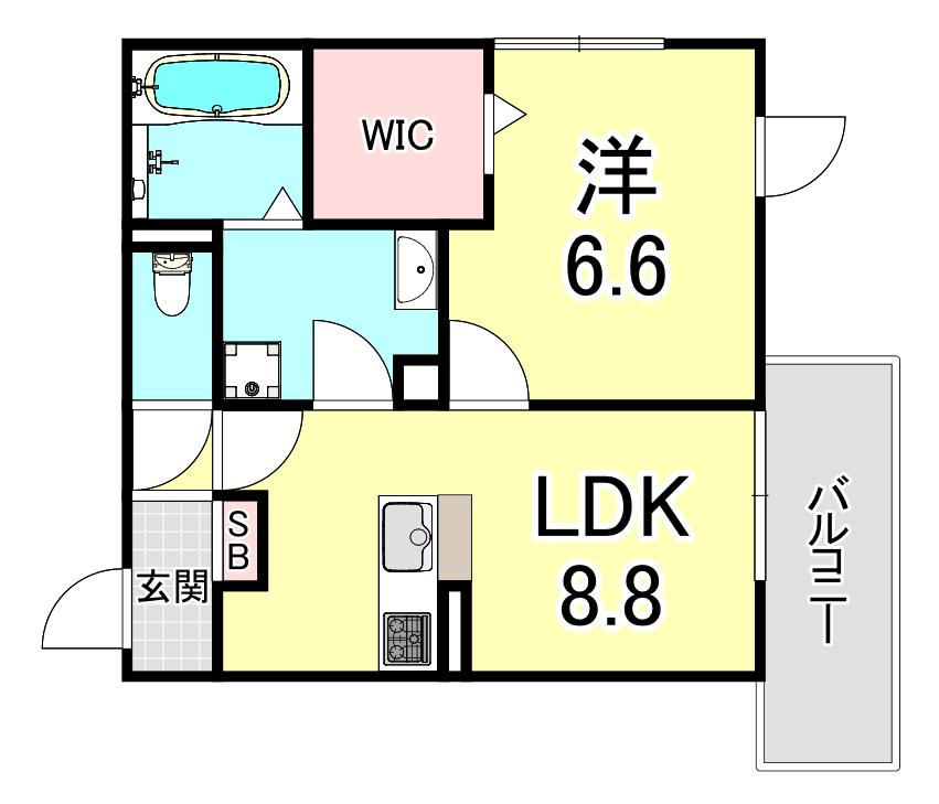 YKメゾン向陽(1LDK/1階)の間取り写真