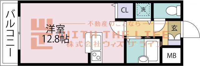 アザレアハイツ江崎(ワンルーム/3階)の間取り写真