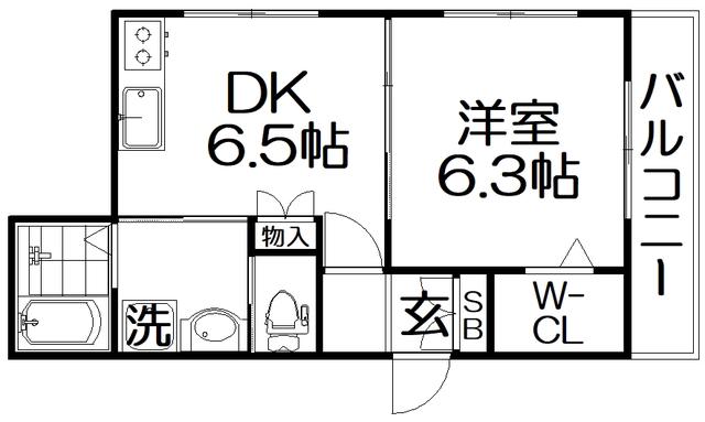 セラフィーメゾン郡元町(1DK/1階)の間取り写真