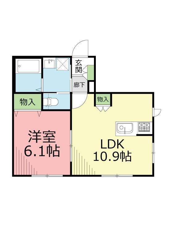 メルヴェーユ鵠沼(1LDK/1階)の間取り写真