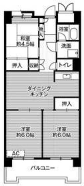 ビレッジハウス品川八潮タワー 1号棟(3DK/2階)の間取り写真