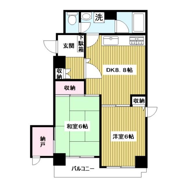 コンドミニアム・U(2DK/3階)の間取り写真