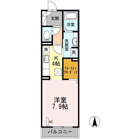 LUANA湘南(1K/1階)の間取り写真