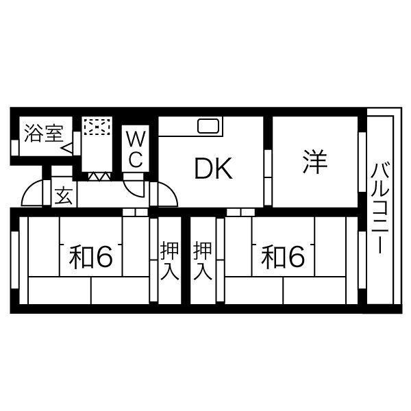 ガーデンハウス(3DK/2階)の間取り写真