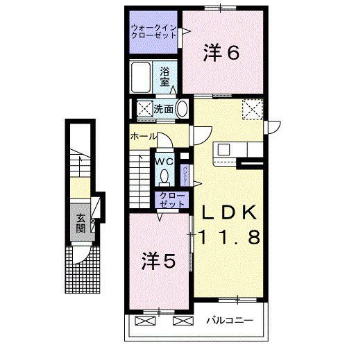 PETTIA(2LDK/2階)の間取り写真