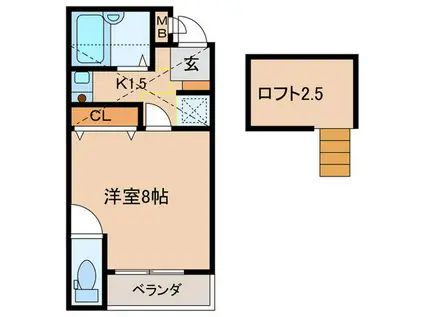 サンパレス泉陽ヶ丘(1K/2階)の間取り写真