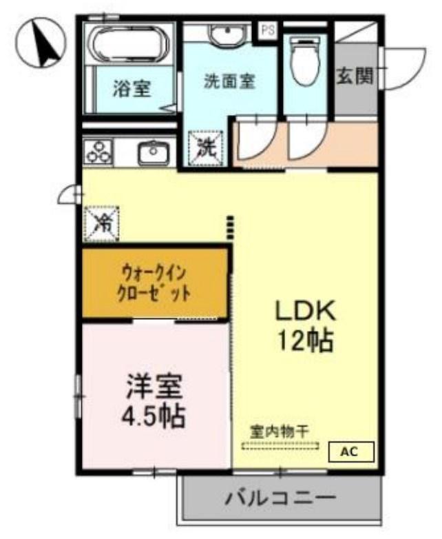 アムール(1LDK/2階)の間取り写真