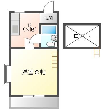 プチハウス光が丘 南(1K/2階)の間取り写真