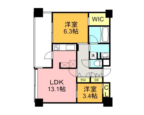 エンクレスト博多PREMIER(2LDK/10階)の間取り写真