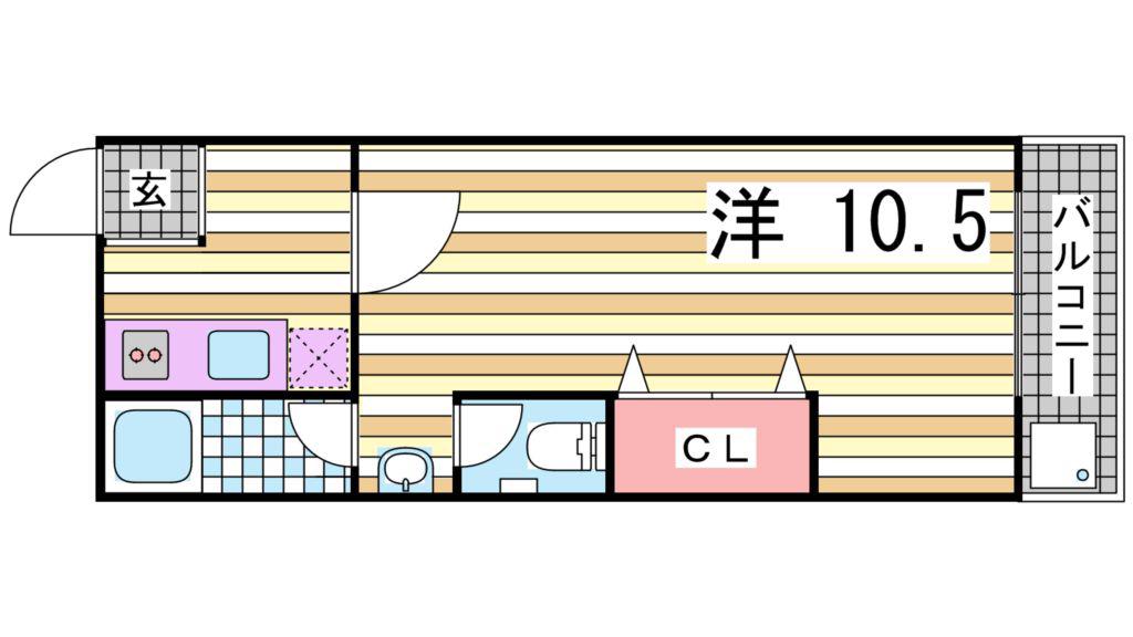 マンションカザミドリ(1K/3階)の間取り写真