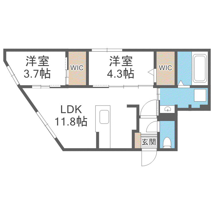 ラグランジュ円山(2LDK/3階)の間取り写真