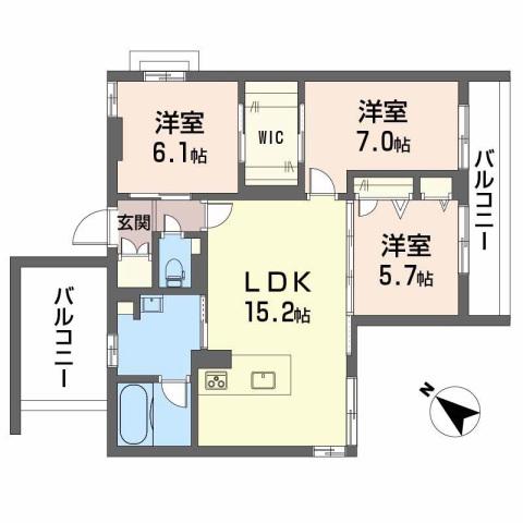 ベレオ道後(3LDK/2階)の間取り写真