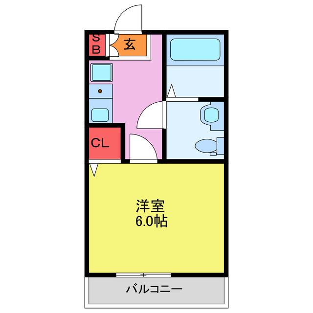 グランフロント坂戸(1K/2階)の間取り写真