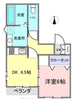 オリエンタルコーポ(1DK/1階)の間取り写真