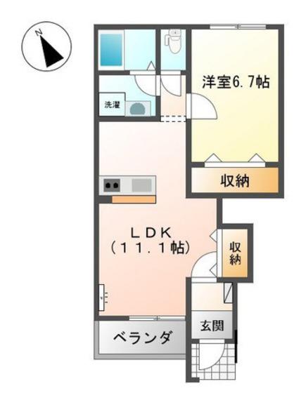 サンライズTOWN寺家(1LDK/1階)の間取り写真