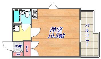 ヌーベルフルーブ(ワンルーム/4階)の間取り写真