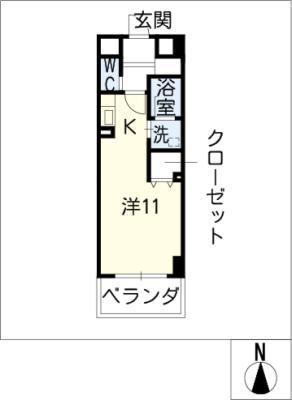 セントラルスクエア岩倉(ワンルーム/2階)の間取り写真