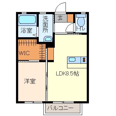 ブライトスクウェアーN棟(1LDK/1階)の間取り写真