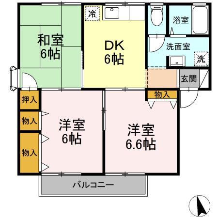 MKハイツ(3DK/2階)の間取り写真
