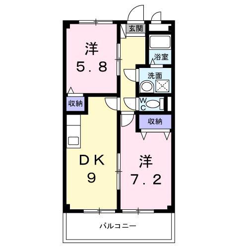 スプリームタウン(2DK/3階)の間取り写真