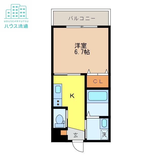 GRAN CASA 花丘(1K/4階)の間取り写真