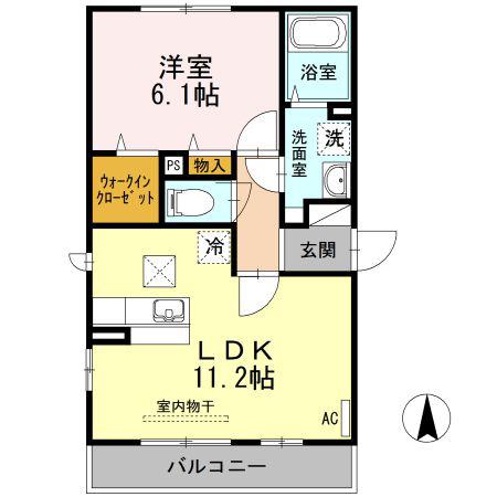 ディアハウス(1LDK/1階)の間取り写真