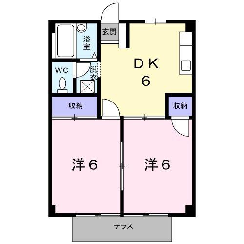 シティハイツおおすみB(2DK/1階)の間取り写真