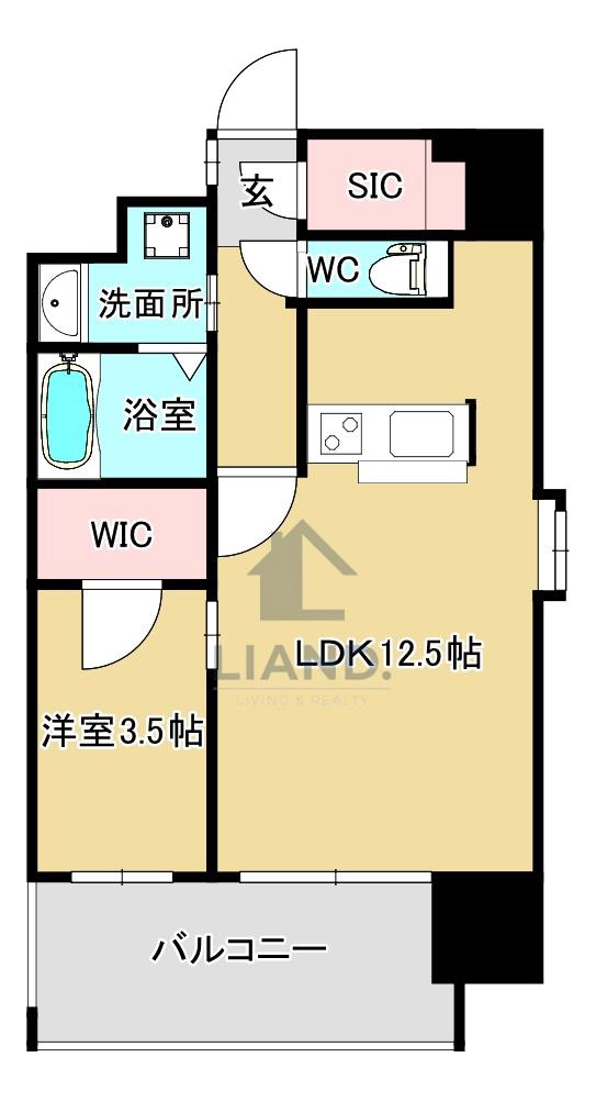 グランエターナ福岡警固(1LDK/13階)の間取り写真
