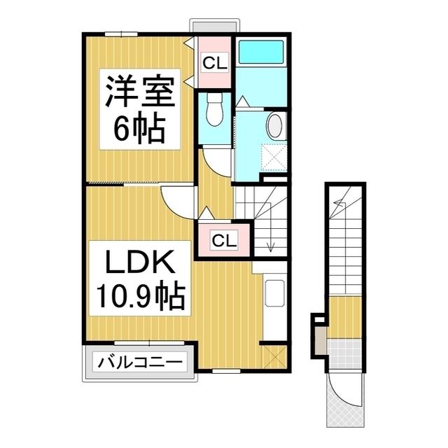 プティヴィル(1LDK/2階)の間取り写真
