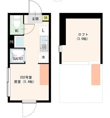 HARUMI上高井戸(ワンルーム/2階)の間取り写真