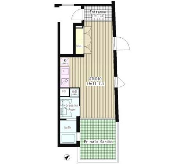 ATKレジデンス西小山(ワンルーム/1階)の間取り写真