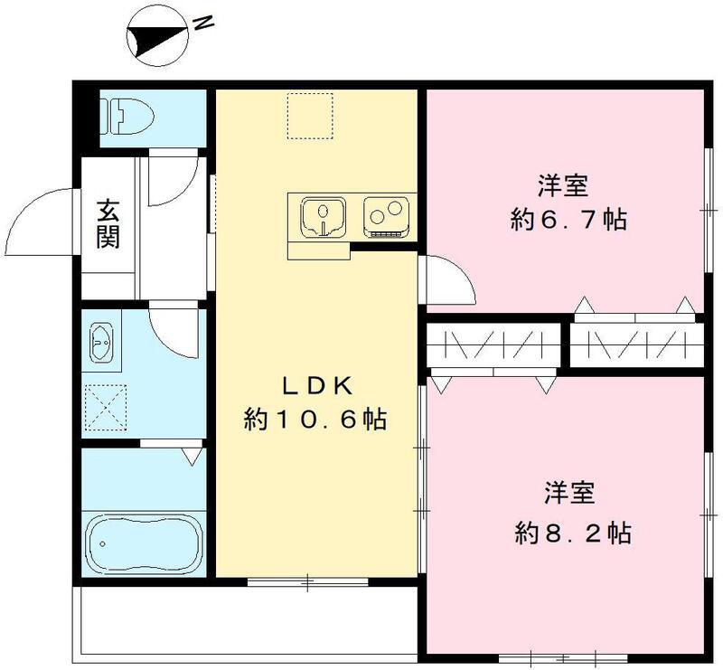 フィカーサ西東京 B棟(2LDK/2階)の間取り写真