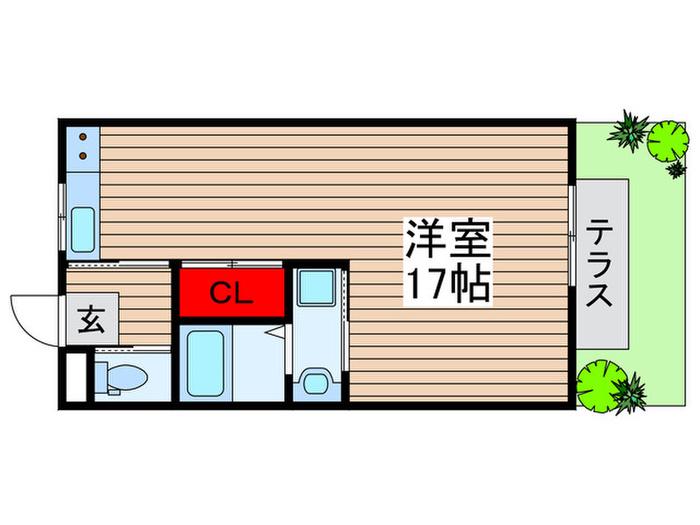 太陽の森マンションPART101(ワンルーム/1階)の間取り写真